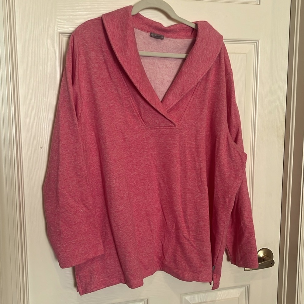# 3X FEATHERWEIGHT FLEECE WRAP NECK PULLOVER SWEATSHIRT - T by Talbots